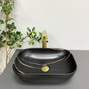 Умивальник (раковина) VBI RAVENNA BLACK STONE MATT накладний фото