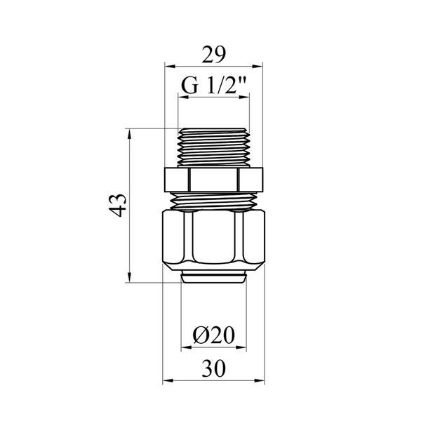 Муфта металлопластиковая Karro 20х1/2" РН никелированная KR-0512 фото