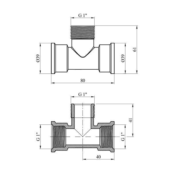 Тройник усиленный LexLine 1" ВНВ латунный УК0232-В фото