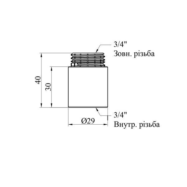Удлинитель Karro 3/4" ВН, L=30 мм (3 см) хром KR-3209 фото