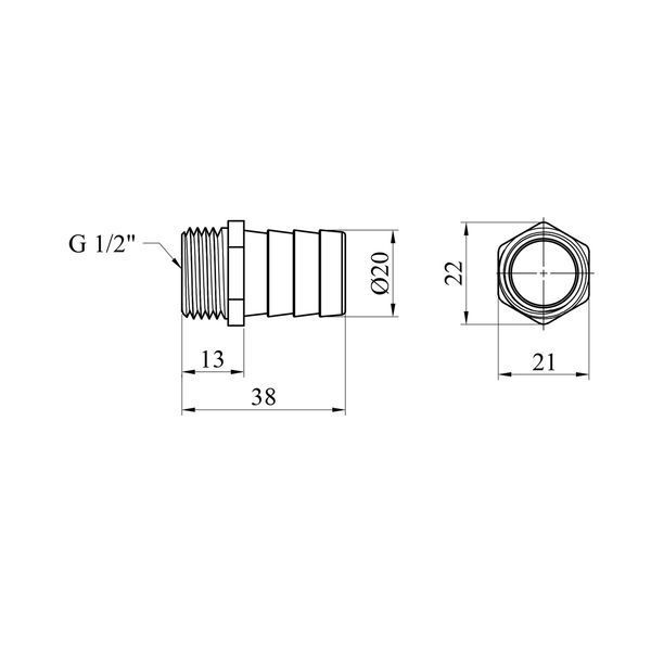 Штуцер Karro 1/2" РЗ, D=20 мм нікельований KR-821 фото