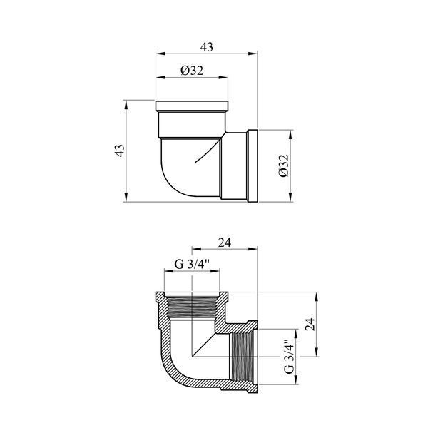 Кутник посилений LexLine 3/4" ВВ нікельований НК0102-Вн фото