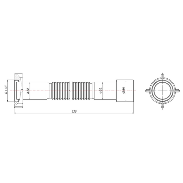 Гнучка труба 1 1/4"х32/40 (320-650 мм) Lidz LG03 фото