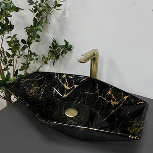 Умивальник (раковина) VBI VENEZIA MARBLE BLACK накладний фото
