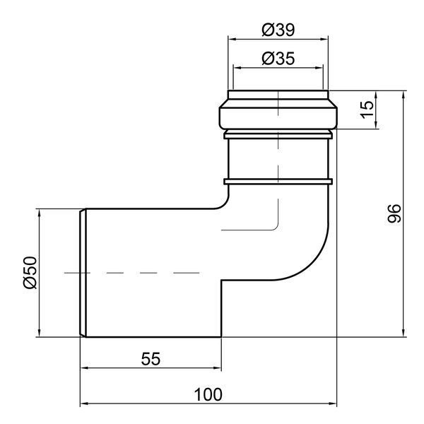 Редукция канализационная TA Sewage 50х32 угловая фото