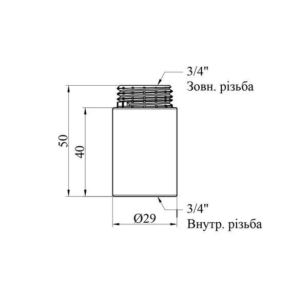 Подовжувач Karro 3/4" ВЗ, L=40 мм (4 см) хромований KR-3209 фото