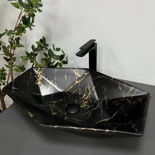 Умивальник (раковина) VBI VENEZIA MARBLE BLACK MATT накладний фото