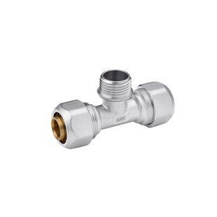 Трійник металопластиковий Karro 20х1/2"х20 РЗ нікельований KR-0711 фото