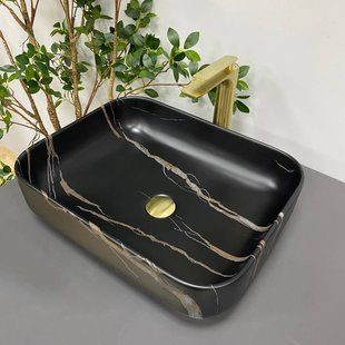 Умивальник (раковина) VBI PALERMO BLACK STONE MATT накладний фото
