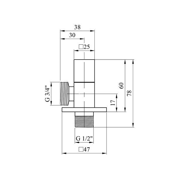 Кран приладовий для підключення Karro 1/2"х3/4" ЗЗ хромований KR-03122А фото