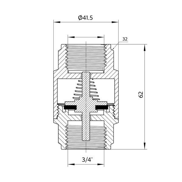 Зворотний клапан Thermo Alliance Forte 3/4"ВВ нікель із латунним штоком TAF240W20 фото