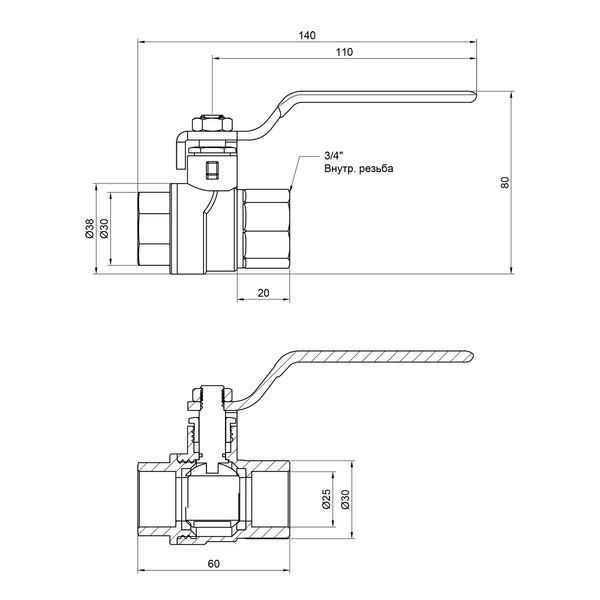 Кран шаровой SD Forte 3/4" ВР для воды (ручка) SF600W20 фото