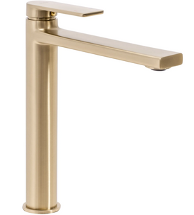 Змішувач для раковини (умивальника) REA VERSO BRUSHED GOLD високий фото