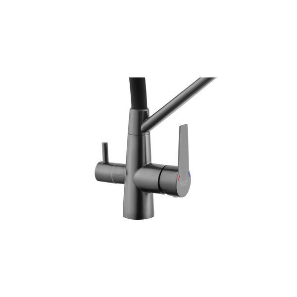 Змішувач для кухні з підключенням до фільтра Kroner KRP Edelstahl Klassisch - PVD03817BLK графіт/чорний фото
