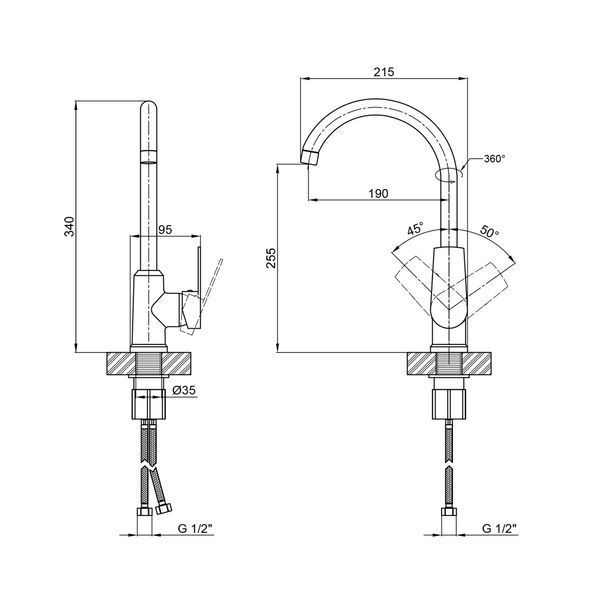 Змішувач для кухні Brinex 35C 20N фото
