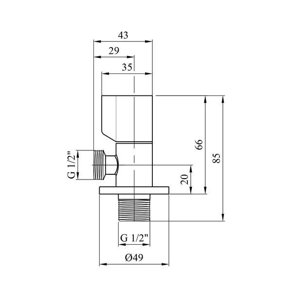 Кран приладовий для підключення Karro 1/2"x1/2" ЗЗ хромований KR-3120 New фото