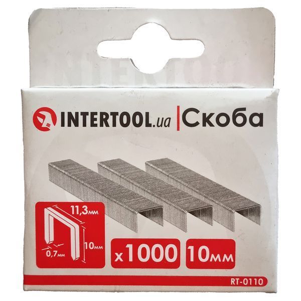 Скоби для степлера 10 мм (1000 шт) 11.3х0.7 мм Intertool RT-0110 фото