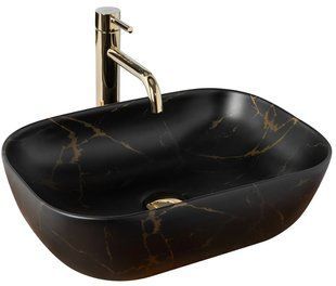 Умивальник (раковина) REA BELINDA BLACK MARBLE MAT накладний чорний матовий фото