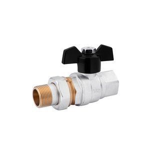 Кран-американка шаровой прямой Karro "Perfect" 1/2" ВН PN40 бабочка, никелированный фото