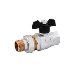 Кран-американка шаровой прямой Karro "Perfect" 3/4" ВН PN40 бабочка, никелированный фото