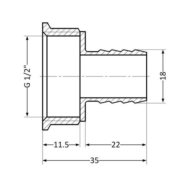 Штуцер для шлангу 1/2"В х 18 мм латунний SD Plus SD4261518 фото