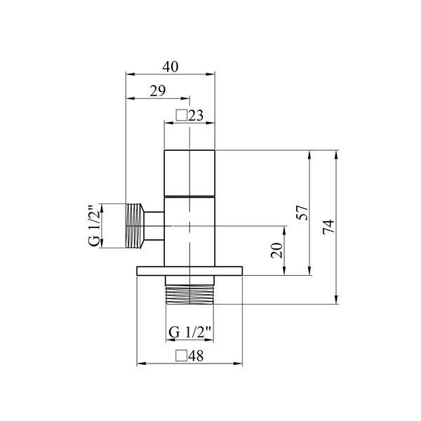 Кран приборный для подключения Karro 1/2"х1/2" НН хромированный KR-3122 фото