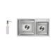 Мойка для кухни с двумя чашами интегрированная Lidz Handmade H7843 (LDH7843BRU35387) Brushed Steel 3,0/1,0 мм фото 1