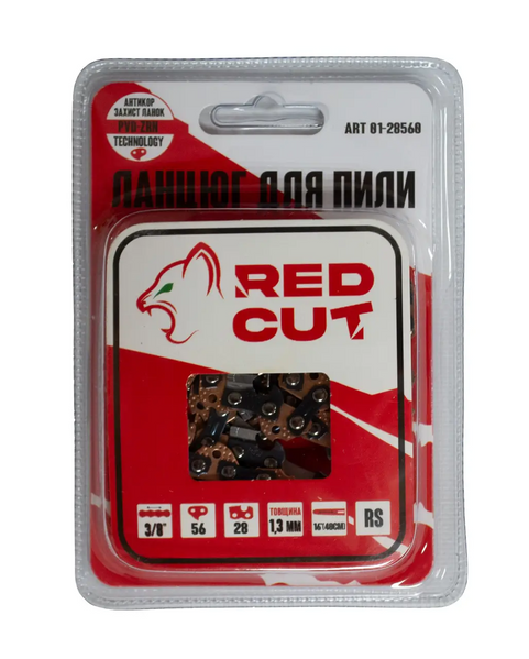 Цепь для пилы 16" (40 см), 56 звеньев, 1.3 мм, шаг 3/8'', квадратный зуб, Red Cut 01-28560 фото