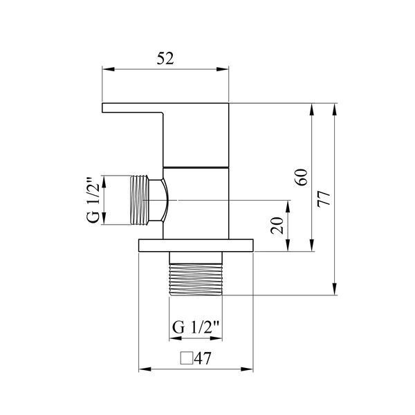 Кран приборный для подключения Karro 1/2"х1/2" НН хромированный KR-3124 фото