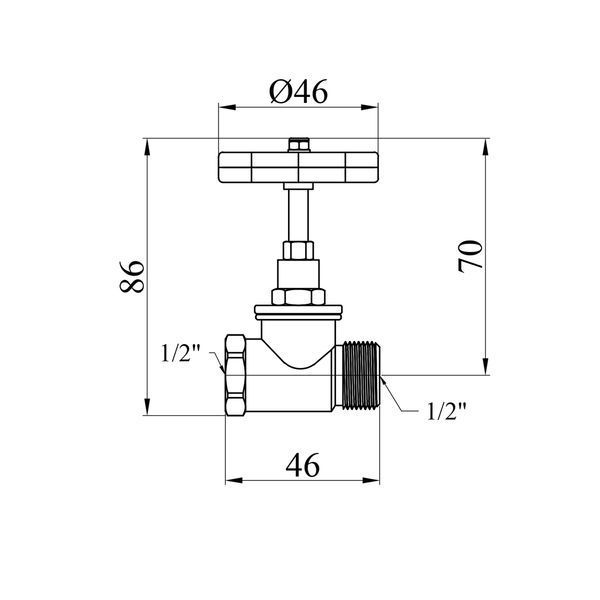 Вентиль запорный LexLine 1/2" ВН PN10 латунный УК1119-В фото