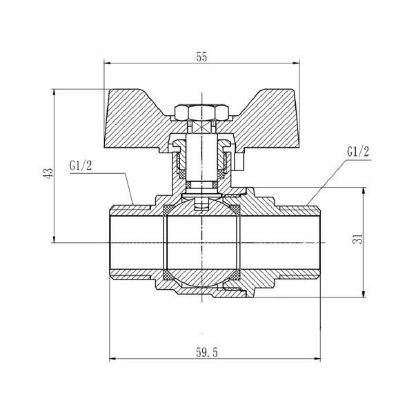 Кран шаровой SD Forte 1/2" НР для воды (бабочка) SF606W15 фото