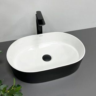 Умивальник (раковина) VBI VERONA 50 BLACK WHITE накладний фото