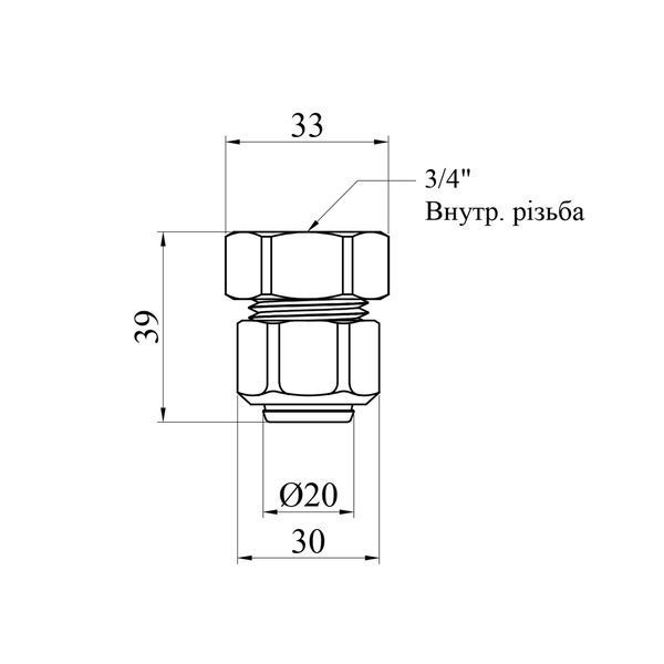 Муфта металлопластиковая Karro 20х3/4" РВ никелированная KR-0523 фото