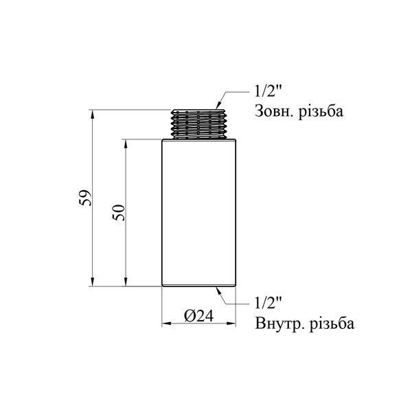Удлинитель Karro 1/2" ВН, L=50 мм (5 см) хром KR-3209 фото