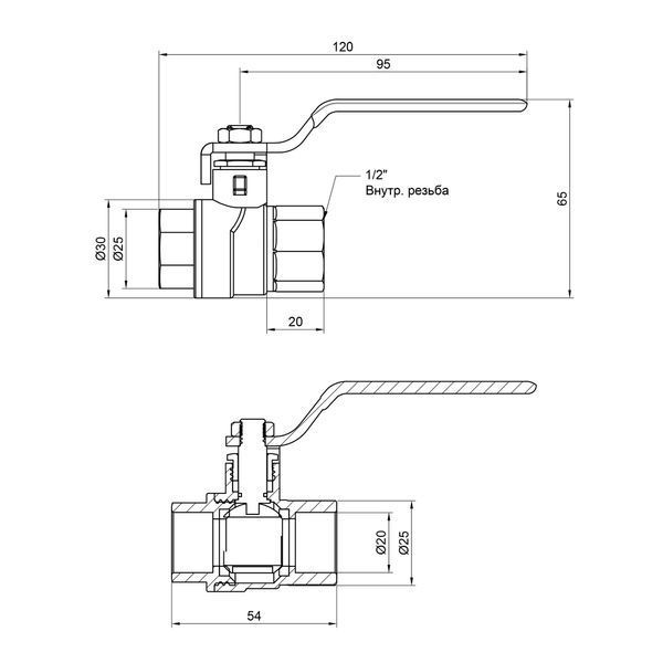 Кран шаровой SD Forte 1/2" ВР для воды (ручка) SF600W15 фото