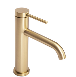 Смеситель для раковины (умывальника) REA CLIF BRUSHED GOLD золотой матовый низкий фото