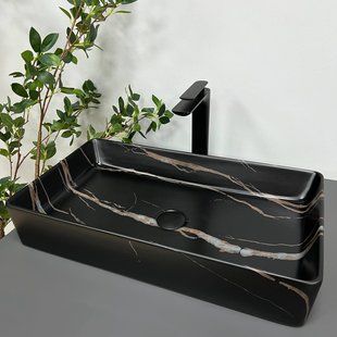 Умивальник (раковина) VBI TRIEST BLACK STONE MATT накладний фото