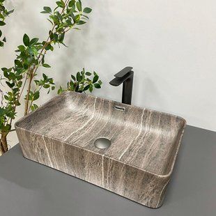 Умивальник (раковина) VBI ARABBA DARK STONE накладний фото