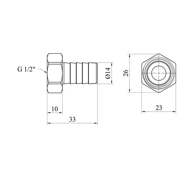 Штуцер Karro 1/2" РВ, D=14 мм никелированный KR-820 фото