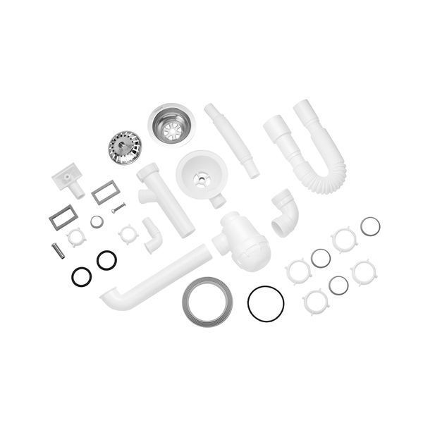 Сифон для кухонной мойки Kroner KRP - KS02S-1 3 1/2"х40/50 мм с отводом для стиральной машины, с квадратным переливом фото