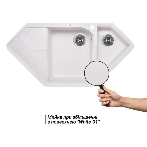 Кухонная мойка с дополнительной чашей Lidz 1000x500/225 WHI-01 (LIDZWHI011000500225) фото