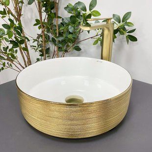 Умивальник (раковина) VBI PRATO GOLD WHITE накладний фото