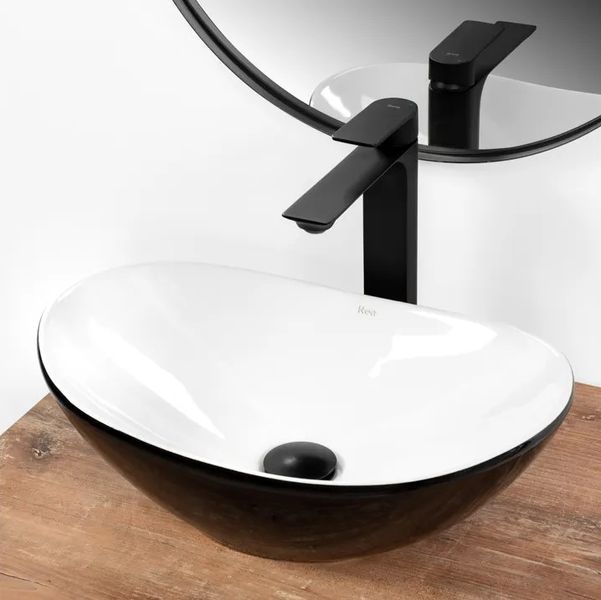 Умивальник (раковина) REA ROYAL MINI BLACK WHITE накладний фото