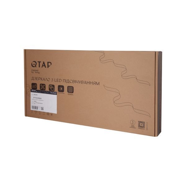 Дзеркало Qtap Taurus HR800 з LED-підсвічуванням Touch, з антизапотіванням, з димером, рег. темп. кольору (3000-6500K) QTTAUHR800 фото