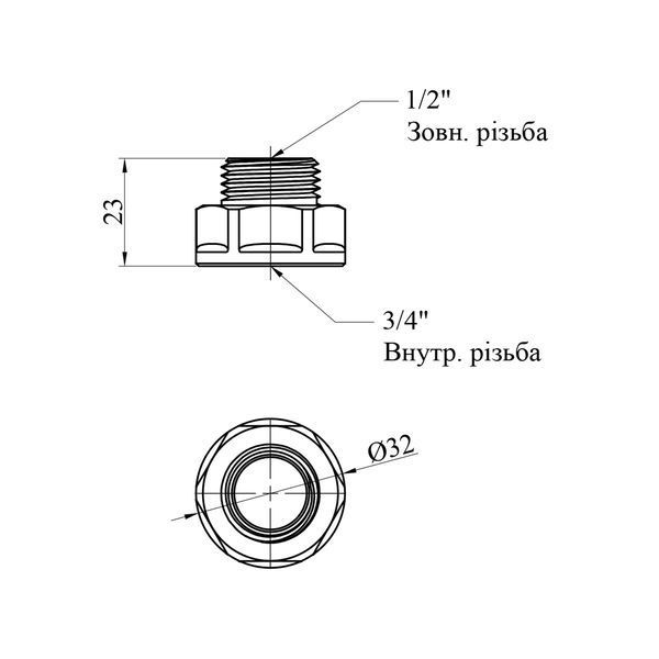 Перехід посилений LexLine 3/4"х1/2" ВЗ нікельований НК0603-Вн фото