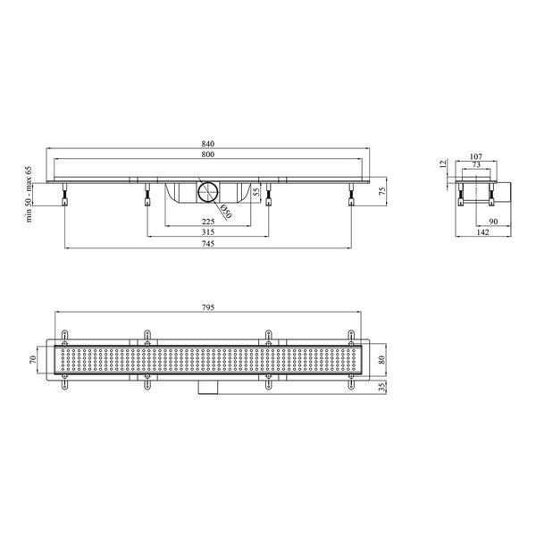 Душовий трап лінійний Kroner KRP Harz L80 L&ouml;cher 80 см сірий фото