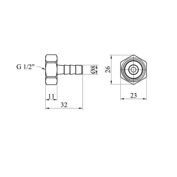 Штуцер LexLine 1/2" РВ, D=8 мм латунный УК0002-1 фото