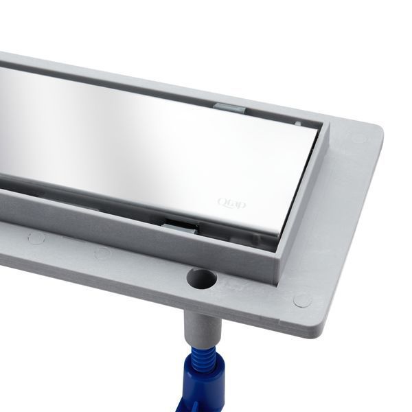 Трап для душу 90 см під плитку Qtap Dry Tile304-900, лінійний, сухий затвор, двостороння решітка нержавіюча фото