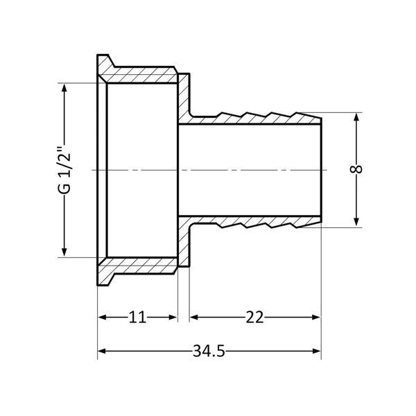 Штуцер для шлангу 1/2"В х 8 мм латунний SD Plus SD426158 фото
