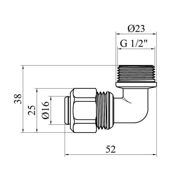 Колено металлопластиковое Karro 16х1/2" РН никелированное KR-0610 фото